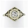 Image 1 : Antique Art Deco 14k White Gold Filigree 0.54 ctw European Diamond Solitaire Rin