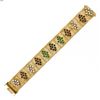 Image 6 : Vintage 18K Gold 7" Opal Garnet Sapphire Emerald Multi Color Wide Heavy Bracelet