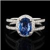 Image 1 : 2.22 ctw Tanzanite and 0.36 ctw Diamond Platinum Ring