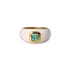 Image 1 : 18K Yellow Gold Enamel & Emerald Ring