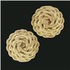 Image 2 : Solid 14K Yellow Gold Rope Spiral Concentric Wrap Large Button Clip on Earrings