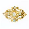 Image 1 : Vintage 14K Yellow Gold Oval & Round Opal Detailed Open Work Brooch Pin Pendant