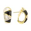 Image 2 : 0.10 ctw Diamond, Onyx, and Mother of Pearl Earrings - 18KT Yellow Gold