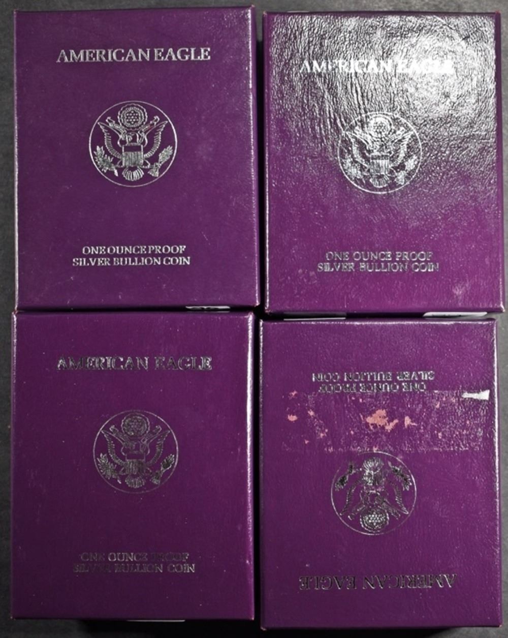 1987-1990 PROOF ASE BOXES W/ COA EMPTY & USED