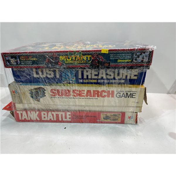 Vintage Board Games -Muntant Chronicles, Lost Treasure, Sub Search and Tank Battle