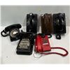 Image 1 : Collection of Six Vintage Telephones in Wooden Pepsi Cola Box