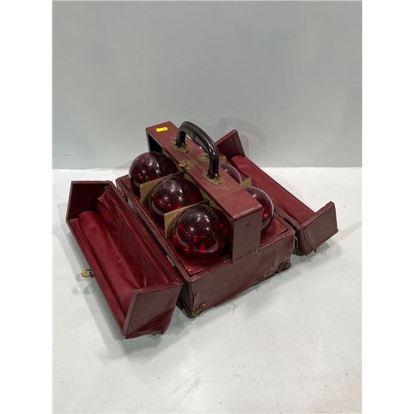 Vintage Red Fire Grenades in Original Box Glass Ball Extinguisher