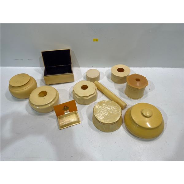 French Ivory Vanity Set 12 piece set (11 with lids)