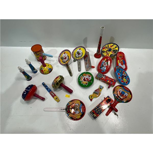 Collection of Vintage Tin Noise Makers