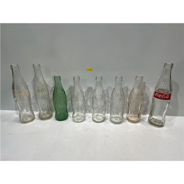Collection of Vintage Glass Coca-Cola Bottles 8 total