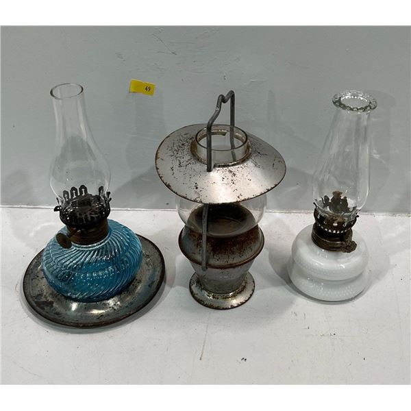 Collection of Three Vintage Oil Lamps