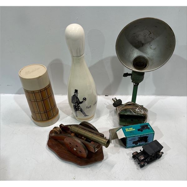 Vintage Clip on Desk Lamp,Bowling Vase, Miniature Cannon and more