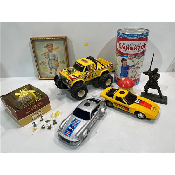 Collection of Vintage Toys includes Tinker Toys, Sonic Controlled Cars (no controllers) and more