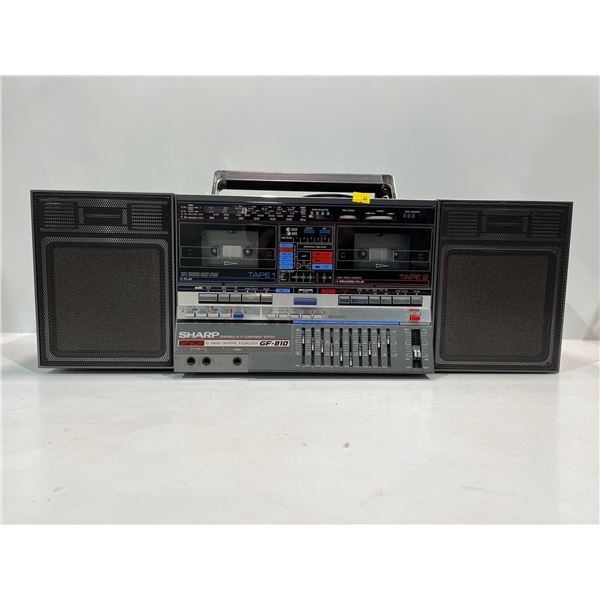 Sharp Portable Hi-Fi Component System Dual Cassette Player with Detachable Speakers 27Wx7Dx9H