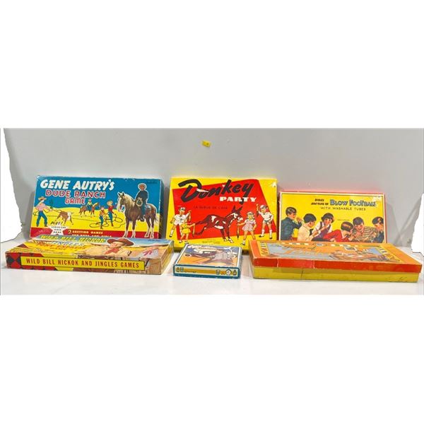 Collection of Six Vintage Board Games includes Donkey Party, Game of Dr Busby and more