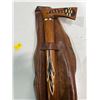Image 3 : Vintage Hand Carved and Hand Painted Walking Stick (24H) with Leather Display Holder