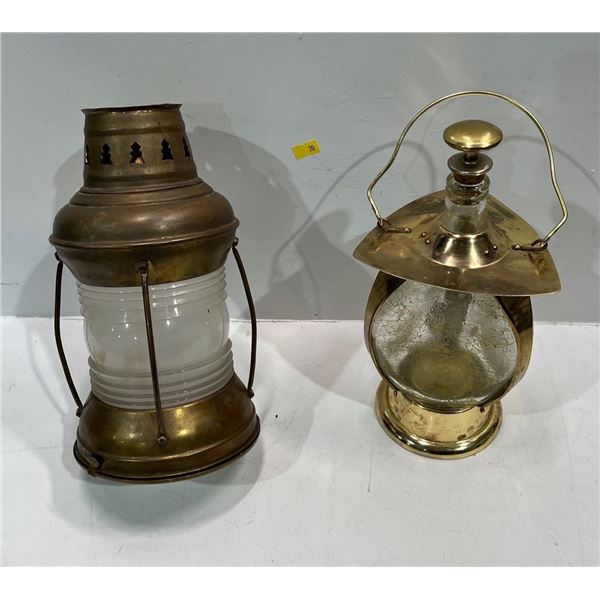 Vintage Musical Liquor Decanter Bottle Lantern and Anchor Light Lantern (missing top)
