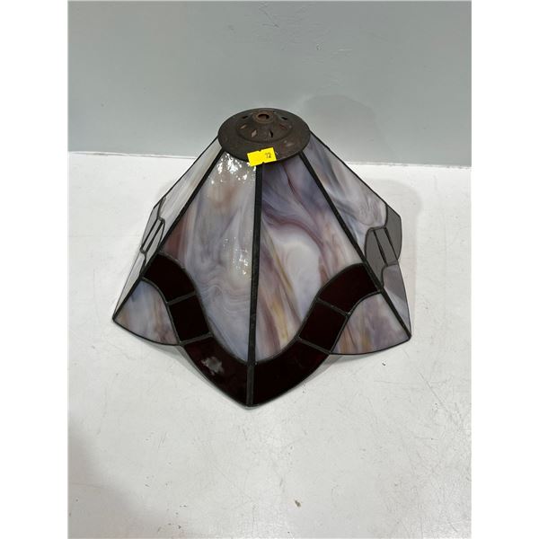 Tiffany Style Lamp Shade Purples and Reds 13.5W at bottom 7.5H   (stand for display only)