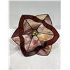 Image 3 : Tiffany Style Lamp Shade Purples and Reds 13.5W at bottom 7.5H   (stand for display only)