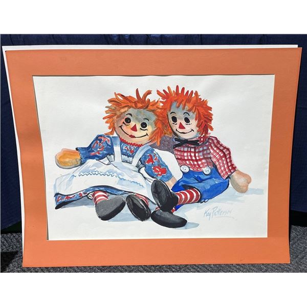 Raggedy Ann and Andy by Kay Patterson with Mat 36Wx28H