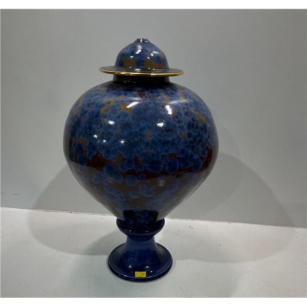 Beautiful Blue Urn with Lid  11Wx17H