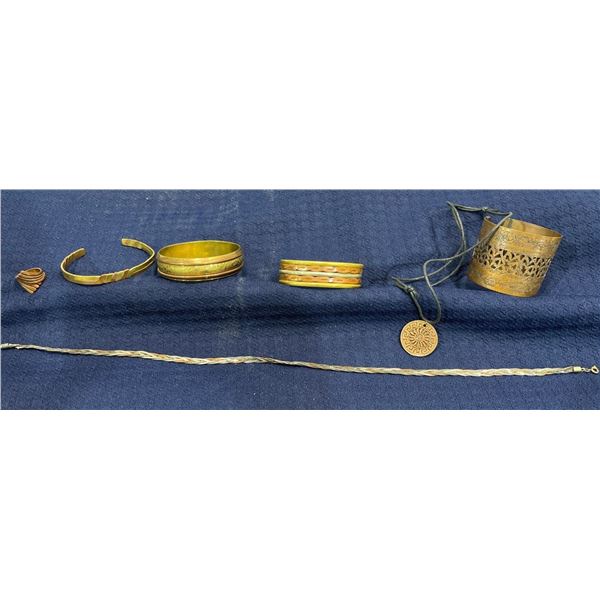 Collection of Brass, Copper and Silver Jewelry