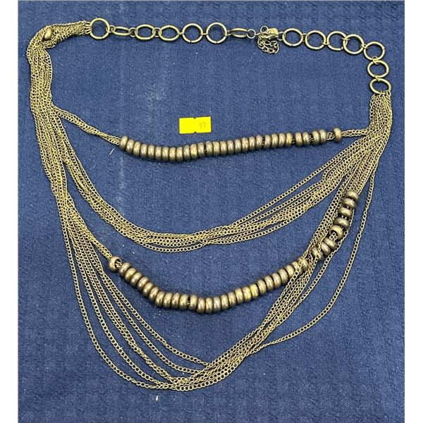 Brass Tone Multi Strand Necklace