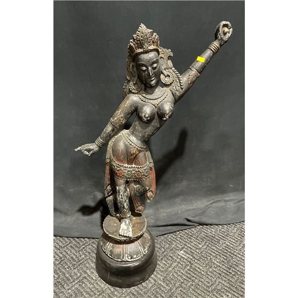 Antique Dancing Goddess Parvati Wooden Hindu Sculpture 34T