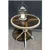Image 1 : Metal with Glass Top Outdoor Table 24Dx28H plus Table Lantern