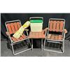 Image 1 : Outdoor Fun - Table and 2 Folding Chairs, Coleman Cooler and New Croquet Set