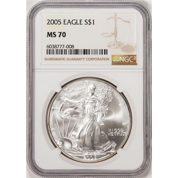 2005 $1 American Silver Eagle Coin NGC MS70