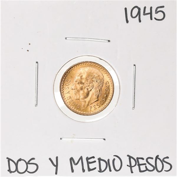 1945 Mexico Dos Y Medio Pesos Gold Coin