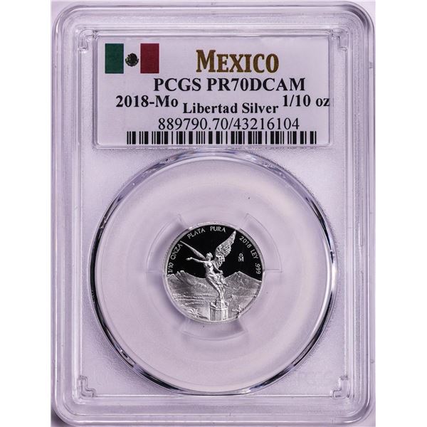 2018-Mo Mexico Proof 1/10 oz Silver Libertad Coin PCGS PR70DCAM