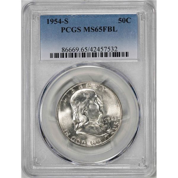 1954-S Franklin Half Dollar Coin PCGS MS65FBL