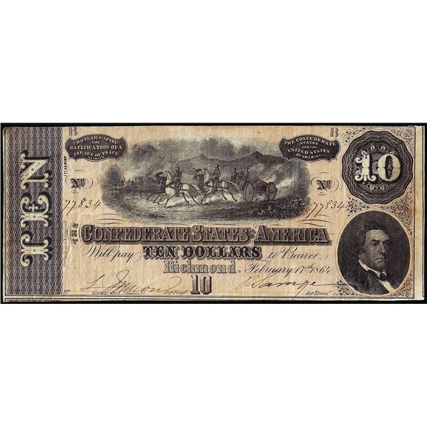 1864 $10 Confederate States of America Note