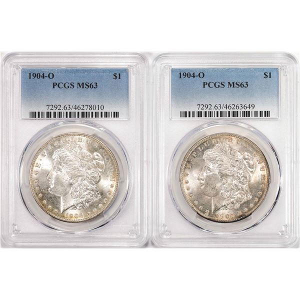 Lot of (2) 1904-O $1 Morgan Silver Dollar Coins PCGS MS63