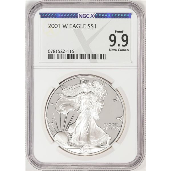 2001-W $1 American Silver Eagle Coin NGCX Proof 9.9 Ultra Cameo