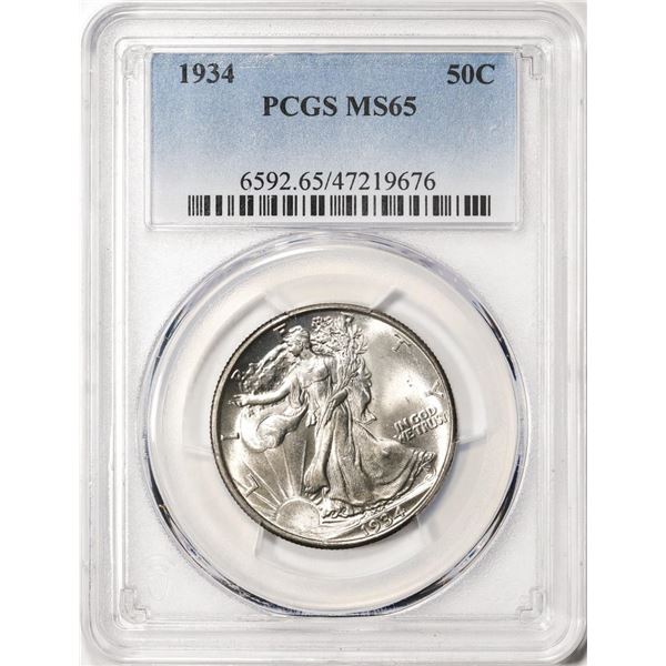 1934 Walking Liberty Half Dollar Coin PCGS MS65
