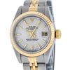 Image 1 : Rolex Ladies Two Tone Silver Index Tapestry Datejust Wristwatch