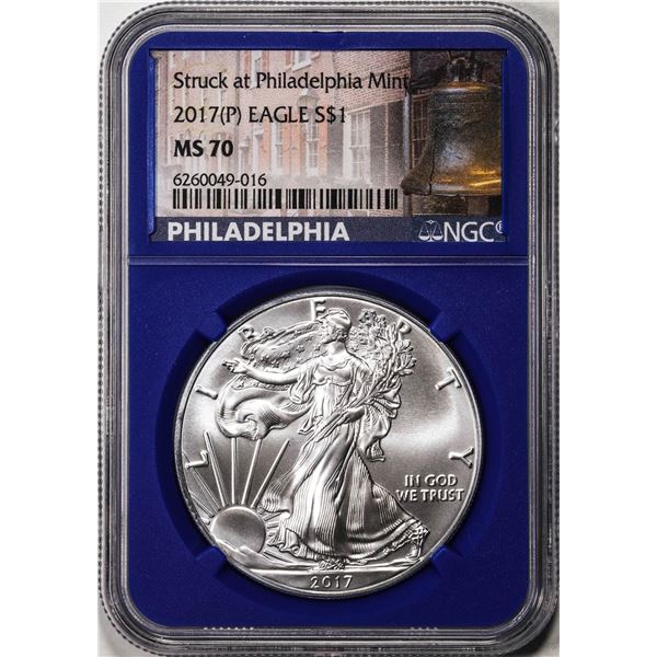 2017(P) $1 American Silver Eagle Coin NGC MS70 Struck at Philadelphia