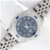 Image 2 : Rolex Ladies Stainless Steel Blue Roman Sapphire and Diamond Datejust Wristwatch