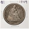Image 1 : 1849 $1 Seated Liberty Silver Dollar Coin