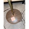 Image 2 : Vintage wood and brass, floor lamp, with milk glass shade. Works