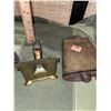 Image 5 : Vintage/ antique brass items, including cow bell, 3 sleigh bells, a matchbox holder, and sand paper 