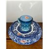 Image 1 : Liberty blue plate, and another English made plate and blue ombré, Kimberly patterned mug, by fire k