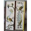 Image 1 : 2 pieces of beautiful,  vintage, gravel art with peacock and heron, in good condition