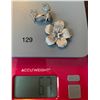 Image 1 : Sterling silver, 925, Bond Boyd, floral brooch, and similar earrings. 6.7 grams weight