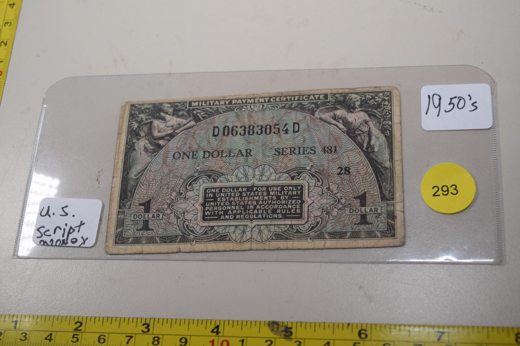 Chevron Script 1950 1950's USA Military script - Schmalz Auctions