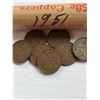Image 2 : Canada Pennies, 5 Rolls - 1951, 1960, 1963, 1967, 1968