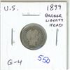 Image 1 : U.S. 1899 Barber Liberty Head Silver Dime. G-4.